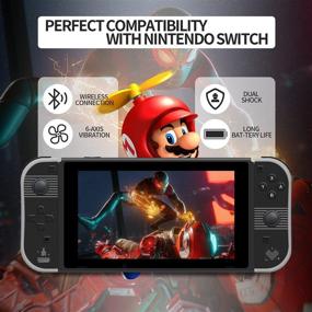 img 3 attached to Замена контроллера SINGLAND Joycon для Nintendo-Switch/Switch-Lite/PC-беспроводной пульт дистанционного управления, левая и правая пара с ремешками на запястье, поддержка функции пробуждения (ретро-полосы)