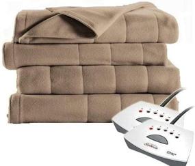 img 3 attached to 🔥 Sunbeam Soft Quilted Fleece Electric Heated Warming Blanket - Queen Size - Mushroom, Washable, Auto Shut Off, 5 Heat Settings