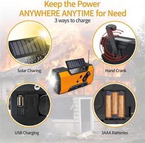 img 1 attached to 📻 Emergency Solar Crank Radio with AM/FM/NOAA Weather Radio, Flashlight, 2000 mAh Power Bank, SOS Alarm, Reading Lamp, Phone Charger - Ideal for Tornadoes, Hurricanes, Storms (Orange)