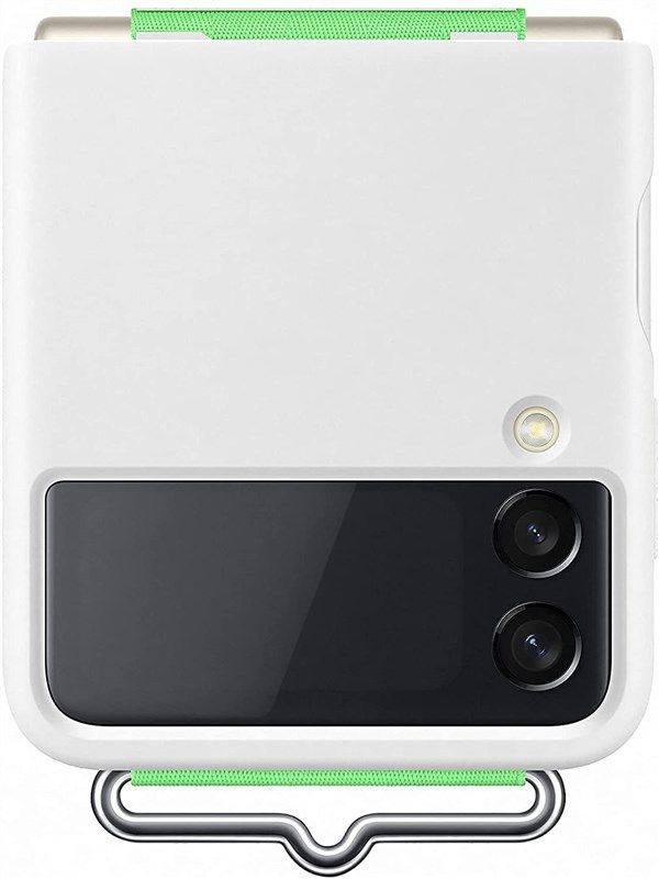 samsung galaxy z flip3 silicone cover with strap - official samsung case - white 로고