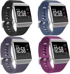 img 4 attached to 🎽 Джобезе 4-Pack спортивные аксессуары Замена браслета для Fitbit Ionic - Совместимые и стильные ремешки для мужчин и женщин, большие и маленькие размеры.