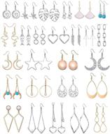 wholesale fashion earrings set: 10 pairs of dangling earrings for women, teens, and girls - stylish dangle earrings in silver and gold tone logo
