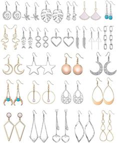 img 4 attached to Wholesale Fashion Earrings Set: 10 Pairs of Dangling Earrings for Women, Teens, and Girls - Stylish Dangle Earrings in Silver and Gold Tone