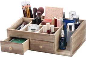 img 4 attached to 🗄️ X-cosrack Rustic Wood Desk Organizer Box: Versatile Storage for Cosmetics, Office Supplies, and Jewelry on Bathroom Vanities and Dresser Tables