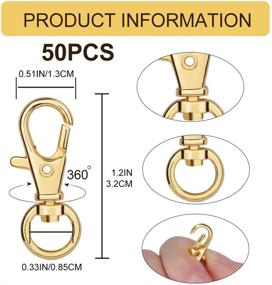 img 3 attached to 🔗 Набор из 50 поворотных карабинов | Премиум-карабин-застежка "Лобстер" | Набор нержавеющих карабинов с коробкой | Для создания петли и шитья ключевых цепочек | 1,2 дюйма/32 мм | Золотистый.
