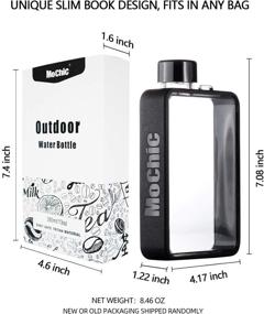 img 1 attached to MoChic Flat Water Bottle: A Stylish and Portable 13oz Travel Flask for Sports, Camping, and Outdoor Activities, Fits Perfectly in Any Bag and is BPA Free