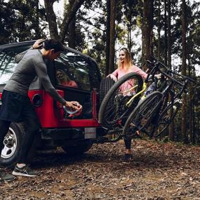 img 3 attached to 🚲 HYPERAX Blast 2 - Hitch Mounted E Bike Rack Carrier | 2"/1.25" Hitch | Supports 2 X 55 lbs E Bikes MTBs Gravel Road Bikes | Accommodates 3-inch Tires | Ideal for SUVs, Trucks, Sedans | Not for RV Usage