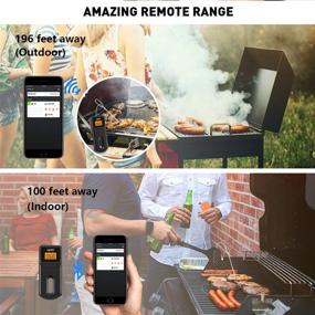 img 2 attached to Wireless Bluetooth Digital Meat Thermometer with Probe & Metal Clip: Smart BBQ Oil Thermometer Deep Fry APP Monitor, Remote Controlled for Grilling Cooking Oven Kitchen Smoker (Black)