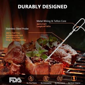 img 1 attached to Wireless Bluetooth Digital Meat Thermometer with Probe & Metal Clip: Smart BBQ Oil Thermometer Deep Fry APP Monitor, Remote Controlled for Grilling Cooking Oven Kitchen Smoker (Black)