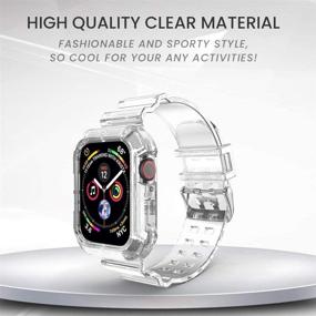 img 2 attached to 🌈 Прозрачный силиконовый спортивный браслет для Apple Watch Series 6/5/4 - 44 мм, прозрачный ремешок для часов.