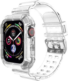 img 4 attached to 🌈 Прозрачный силиконовый спортивный браслет для Apple Watch Series 6/5/4 - 44 мм, прозрачный ремешок для часов.