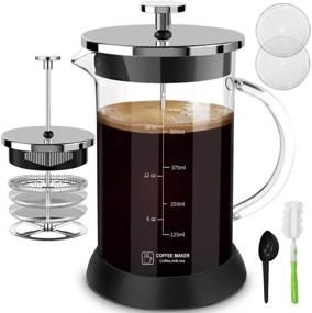 img 4 attached to ☕️ Premium French Press Coffee Maker Glass - 20oz Capacity, 4-Level Filter, Ideal for Travel and Camping