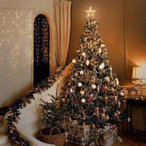 img 3 attached to WBHome Lighted Gold Glittered Star Treetop with Warm Lights - Vintage Christmas Holiday Decoration