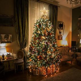 img 2 attached to WBHome Lighted Gold Glittered Star Treetop with Warm Lights - Vintage Christmas Holiday Decoration
