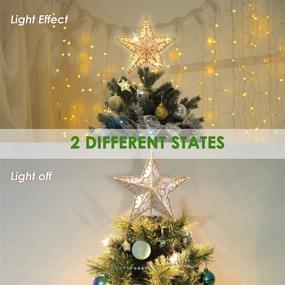 img 1 attached to WBHome Lighted Gold Glittered Star Treetop with Warm Lights - Vintage Christmas Holiday Decoration
