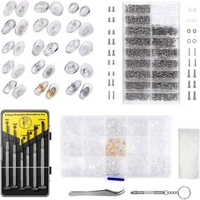 img 4 attached to 🔧 QLOUNI Eyeglass Repair Kit Bundle: 150 Pairs Nose Pads, Precision Screwdriver Set, Eyeglass Screws Kit, Curved Tweezer - Assorted Sizes for Eyeglass, Sunglass, Spectacles, Watch Repair & More