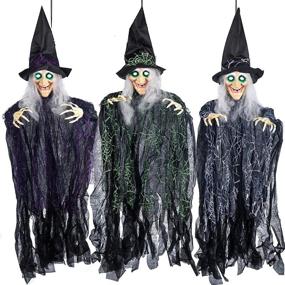 img 4 attached to 🎃 Set of 3 Halloween Hanging Wicked Witch Decorations (35.3 inches), Ideal for Outdoor and Indoor Lawn Halloween Props and Decor