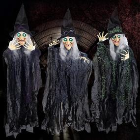 img 2 attached to 🎃 Set of 3 Halloween Hanging Wicked Witch Decorations (35.3 inches), Ideal for Outdoor and Indoor Lawn Halloween Props and Decor