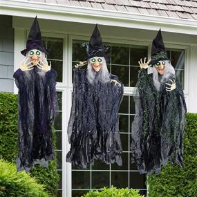 img 1 attached to 🎃 Set of 3 Halloween Hanging Wicked Witch Decorations (35.3 inches), Ideal for Outdoor and Indoor Lawn Halloween Props and Decor