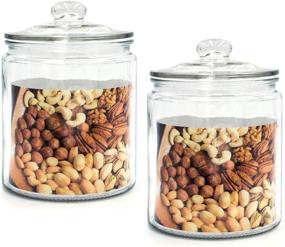 img 4 attached to Clear Glass Storage Canister: Easeen 2 🔍 Set, 1/2 Gallon Jar with Lid for Convenient Storage