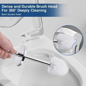 img 3 attached to WPT Toilet Brush with Holder - 304 Stainless Steel Handle, Durable Bristles, Deep Cleaning Compact Bathroom Brush, Space-Saving Design, Good Grip, Anti-Drip - Includes Free Toilet Brush - Silver