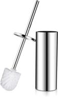 wpt toilet brush with holder - 304 stainless steel handle, durable bristles, deep cleaning compact bathroom brush, space-saving design, good grip, anti-drip - includes free toilet brush - silver logo