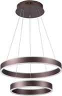 💡 contemporary brown 2-rings led pendant light: stylish and adjustable chandelier for living room, foyer, bar or kitchen island логотип