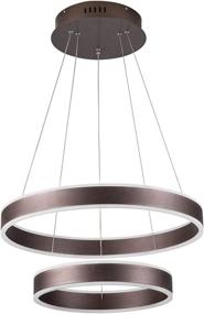 img 4 attached to 💡 Contemporary Brown 2-Rings LED Pendant Light: Stylish and Adjustable Chandelier for Living Room, Foyer, Bar or Kitchen Island