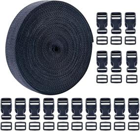 img 4 attached to 🔗 Livder 1 Inch Polypropylene Webbing Strap Band: 16 Yards and 16 Set 1 Inch Side Release Plastic Buckles - Black