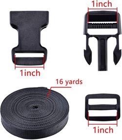 img 2 attached to 🔗 Livder 1 Inch Polypropylene Webbing Strap Band: 16 Yards and 16 Set 1 Inch Side Release Plastic Buckles - Black