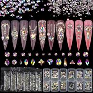 ✨ warmfits ab crystal rhinestones set, 1840pcs multi-shape nail art gems iridescent clear class flat back shiny nail jewels for crafts, phones, clothes, shoes, jewelry, bag - diy nail art logo