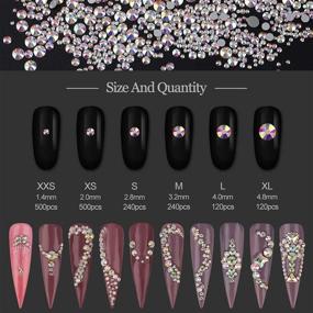 img 1 attached to ✨ Warmfits AB Crystal Rhinestones Set, 1840pcs Multi-Shape Nail Art Gems Iridescent Clear Class Flat Back Shiny Nail Jewels for Crafts, Phones, Clothes, Shoes, Jewelry, Bag - DIY Nail Art