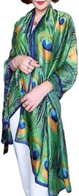 img 4 attached to 🦚 X&F Women's Fashion Peacock Feather Printed Long Scarf for Summer Wrap Shawls