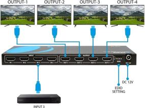 img 1 attached to 🔀 OREI 4x4 HDMI 4K матричный коммутатор/сплиттер - Пульт дистанционного управления, поддержка UltraHD 4K@60Гц, HDR, HDCP 2.2, 3D, 18 Гбит/сек