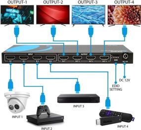 img 2 attached to 🔀 OREI 4x4 HDMI 4K матричный коммутатор/сплиттер - Пульт дистанционного управления, поддержка UltraHD 4K@60Гц, HDR, HDCP 2.2, 3D, 18 Гбит/сек