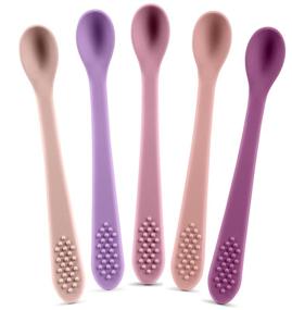 img 4 attached to 👶 Premium Soft Silicone Baby Spoons - 5-Pack Infant Training Spoon Gift Set