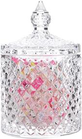 img 1 attached to Rainie Love Home Basic Crystal Diamond Faceted Jar - Versatile 💎 Candy Dish, Cookie Tin, Biscuit Barrel, Decorative Candy Jar with Crystal Lid