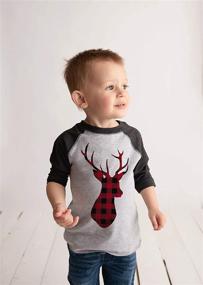 img 1 attached to 🦌 7 ate 9 Apparel Kids Plaid Deer Raglan Tee Grey: Stylish and Comfortable Clothing for Children