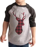 🦌 7 ate 9 apparel kids plaid deer raglan tee grey: stylish and comfortable clothing for children logo