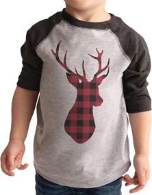 img 4 attached to 🦌 7 ate 9 Apparel Kids Plaid Deer Raglan Tee Grey: Stylish and Comfortable Clothing for Children