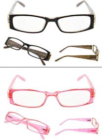 img 3 attached to Women's Gem Pattern Arms Reading Glasses - Set of 4 Packs