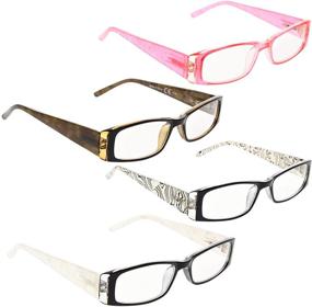 img 4 attached to Women's Gem Pattern Arms Reading Glasses - Set of 4 Packs