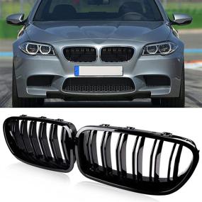 img 4 attached to Gloss Black ATPOEN Front Kidney Grille Double Slats Replacement for BMW 5 Series F10 F11 F18 M5 520i 523i 525i 528i 530i 535i 550i 2010-2016 (2 Pcs)