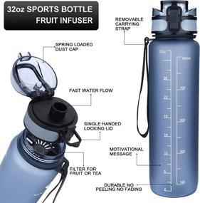 img 1 attached to 💧 HaoJun YAKOOMY 32oz Motivational Water Bottle: BPA Free, Fast Flow Filtering Sport Bottle for Sports, Fitness & Outdoor Activities