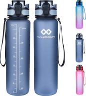 💧 haojun yakoomy 32oz motivational water bottle: bpa free, fast flow filtering sport bottle for sports, fitness & outdoor activities логотип