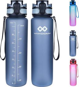 img 4 attached to 💧 HaoJun YAKOOMY 32oz Motivational Water Bottle: BPA Free, Fast Flow Filtering Sport Bottle for Sports, Fitness & Outdoor Activities