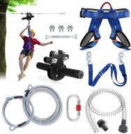 🪢 98ft backyard zip line kit with spring brake, adjustable harness, zipline trolley, connection lanyard, 304 stainless steel cable – zip line for kids and adults, supporting up to 350 lb логотип