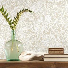 img 4 attached to 🌿 Transform Your Space with RoomMates Beige Batik Tropical Leaf Peel and Stick Wallpaper
