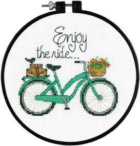 img 1 attached to DIMENSIONS 'Enjoy The Ride' Cross Stitch Kit 🧵 - Beginner Friendly, White 14 Count Aida Cloth, 6'' D