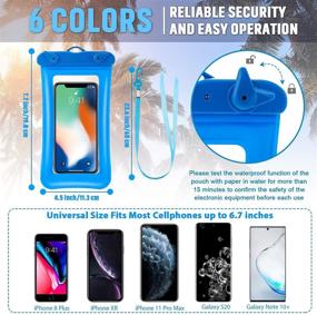 img 3 attached to 📱 Floatable Waterproof Phone Pouch - Universal Cellphone Dry Bag Case with Lanyard for Smartphone up to 6.5 Inch (Blue, Rose Red, Green, Black)